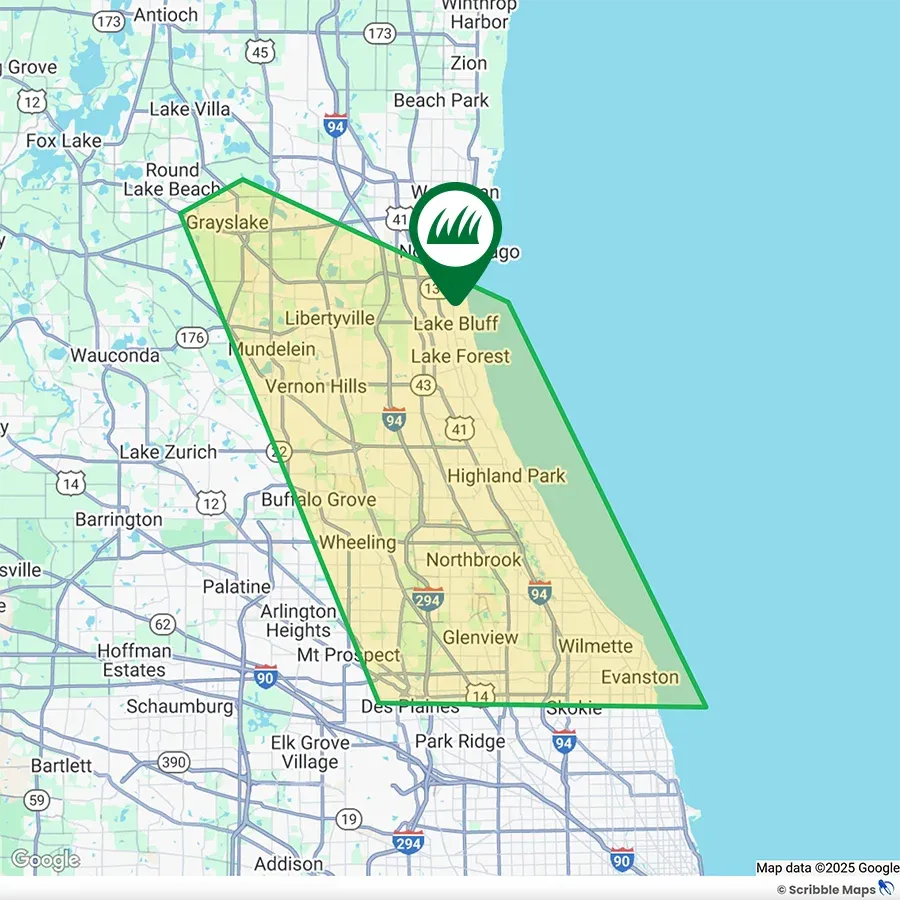 Green Concpets Inc Service Area Map North Shore Illinois